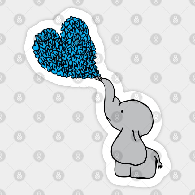 Baby Blue Elephant Love Sticker by russodesign